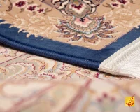 فرش کلاسیک 7555 آبی حاشیه شرابی - تصویر 8