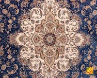 فرش کلاسیک 7555 آبی حاشیه شرابی - تصویر 4