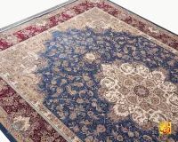 فرش کلاسیک 7555 آبی حاشیه شرابی - تصویر 3