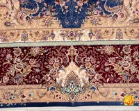 فرش کلاسیک 7555 آبی حاشیه شرابی - تصویر 9
