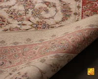 فرش کلاسیک شاهکار کرم حاشیه گلبهی - تصویر 7