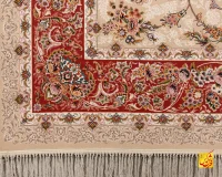 فرش کلاسیک شاهکار کرم حاشیه گلبهی - تصویر 9