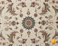 فرش کلاسیک باغ گل سفید حاشیه کرم - تصویر 5