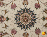 فرش کلاسیک باغ گل سفید حاشیه کرم - تصویر 7