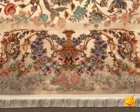 فرش ابریشم ماشینی L1242 کرم - تصویر 9