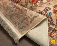 فرش ابریشم ماشینی L1242 کرم - تصویر 8