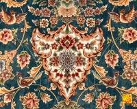 فرش ابریشم ماشینی L1248 آبی حاشیه کرم - تصویر 5