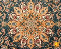 فرش ابریشم ماشینی L1248 آبی حاشیه کرم - تصویر 6