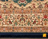 فرش ابریشم ماشینی L1248 آبی حاشیه کرم - تصویر 10